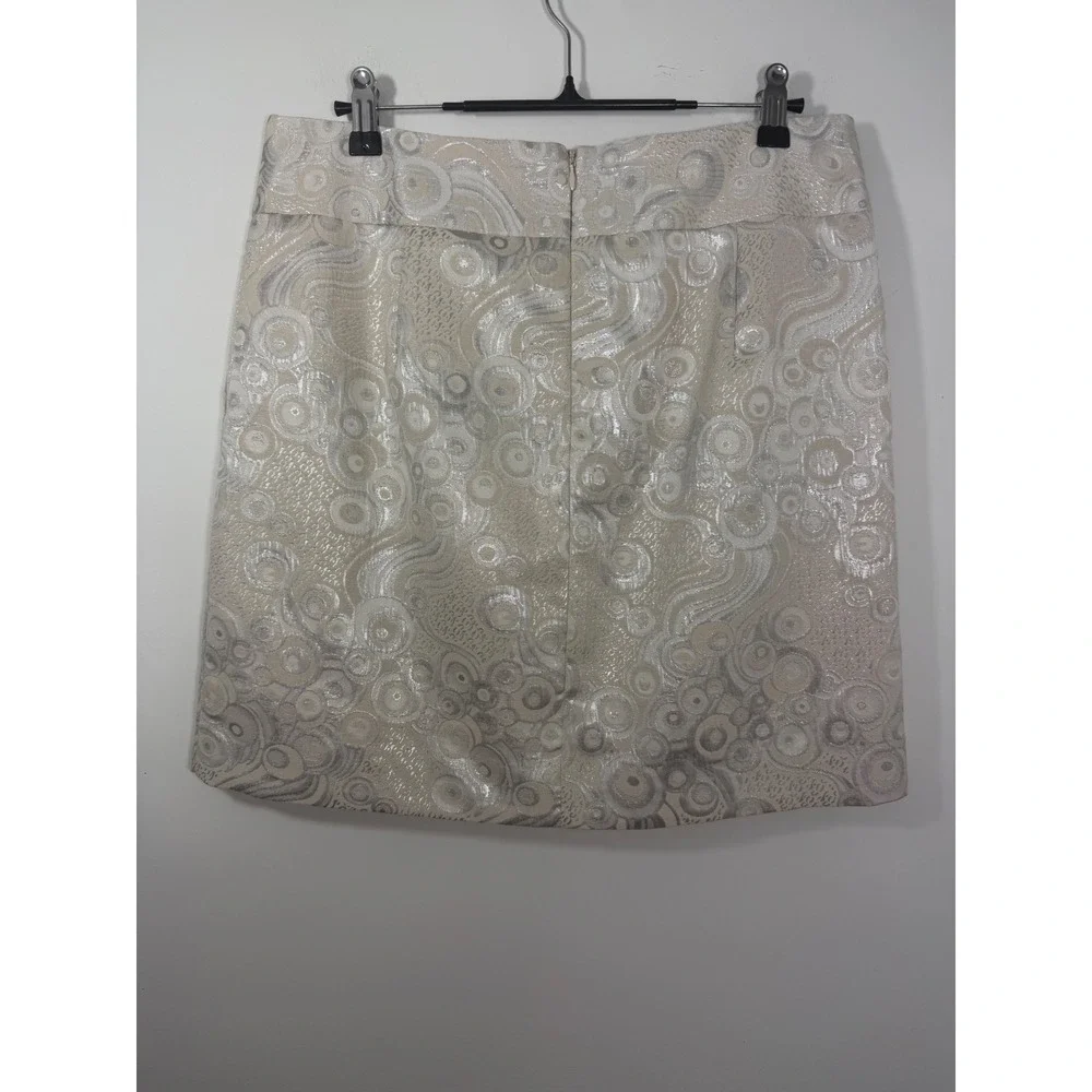 Banana Republic Silver Metallic Jacquard Mini Skirt Swirl Brocade 6 Fall 2011